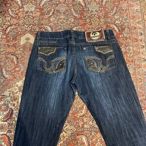 John Galliano Low Rise Skinny Jeans Embellished Embroidered Dark Wash Sz 29x32
